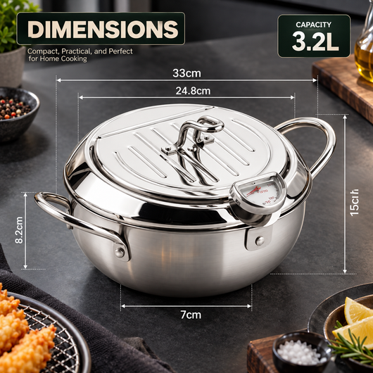Stainless Steel Fry Pot with Thermometer