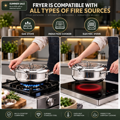 Stainless Steel Fry Pot with Thermometer