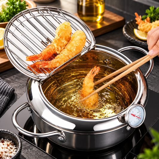 Stainless Steel Fry Pot with Thermometer