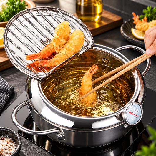 Stainless Steel Fry Pot with Thermometer