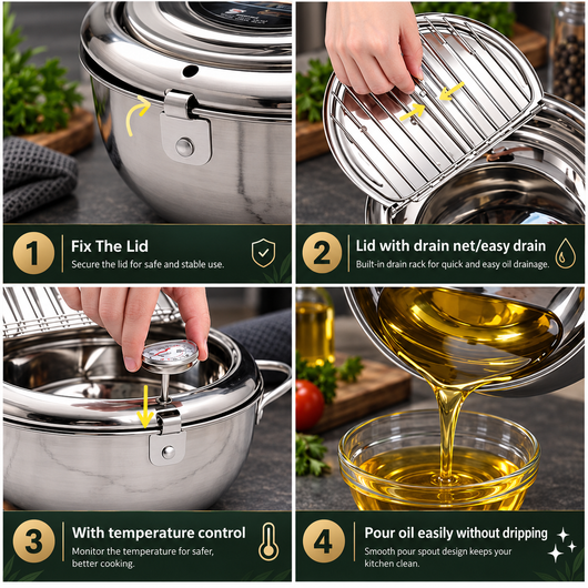 Stainless Steel Fry Pot with Thermometer