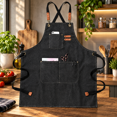 Canvas Kitchen Apron with Pockets
