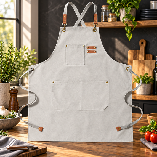 Canvas Kitchen Apron with Pockets