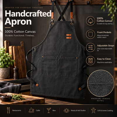 Canvas Kitchen Apron with Pockets