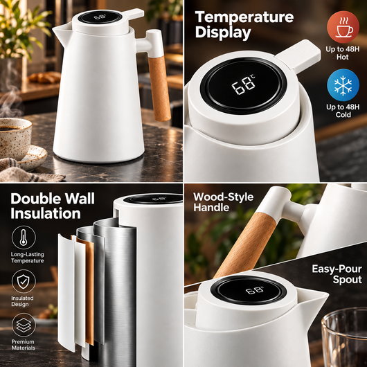 Insulated Thermal Carafe with Temp Display