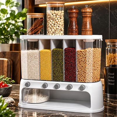 5-Compartment Grain Storage Dispenser
