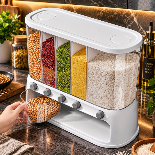 5-Compartment Grain Storage Dispenser