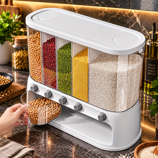 5-Compartment Grain Storage Dispenser