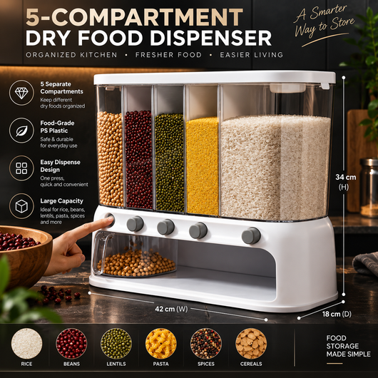 5-Compartment Grain Storage Dispenser