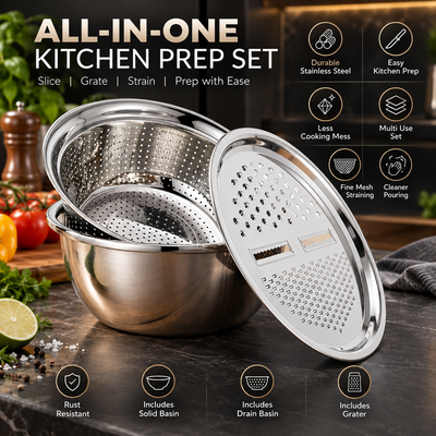 3-in-1 Grater Colander Bowl Set