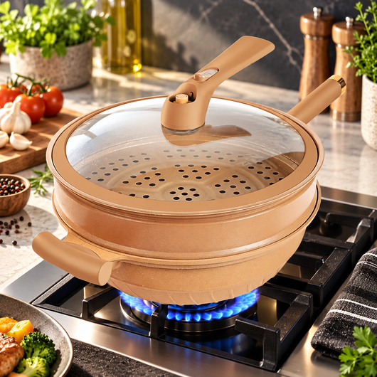 Nonstick Wok with Steamer and Lid