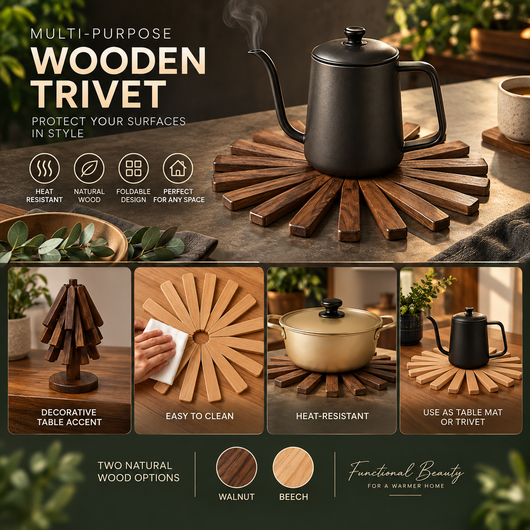 Foldable Wooden Trivet Mat