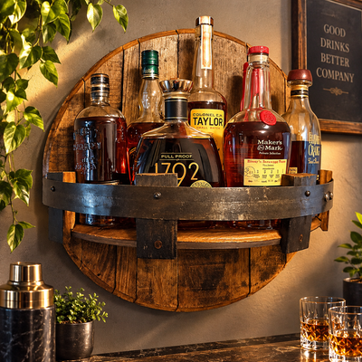 Round Barrel Wood Wall Shelf