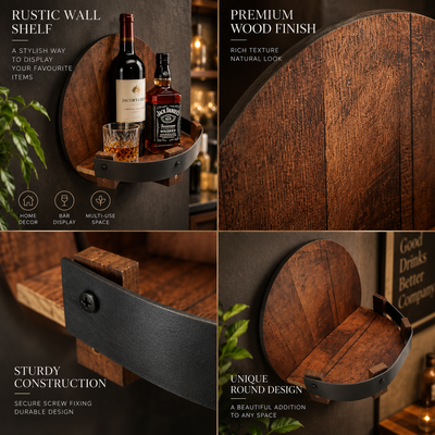 Round Barrel Wood Wall Shelf