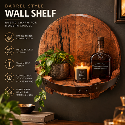 Round Barrel Wood Wall Shelf