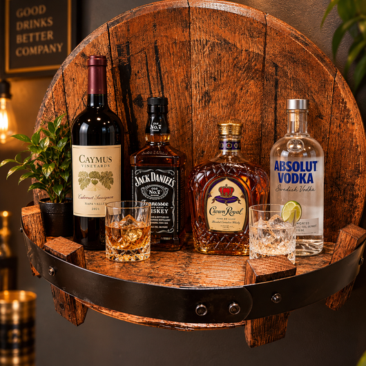 Round Barrel Wood Wall Shelf