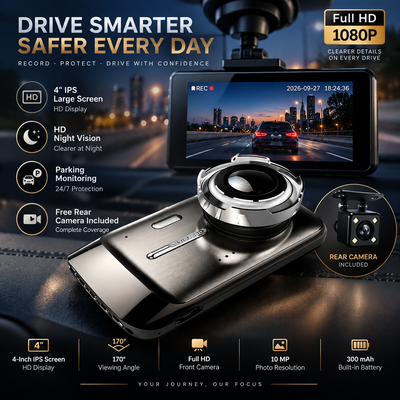 4 Inch Front and Rear Dash Cam