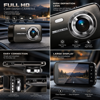 4 Inch Front and Rear Dash Cam