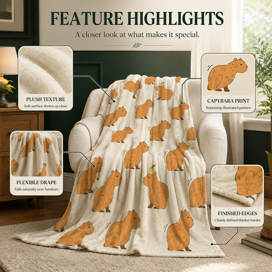 Capybara Print Flannel Blanket