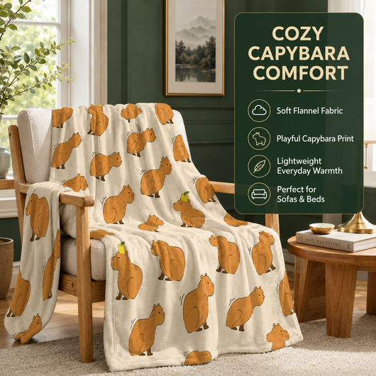 Capybara Print Flannel Blanket