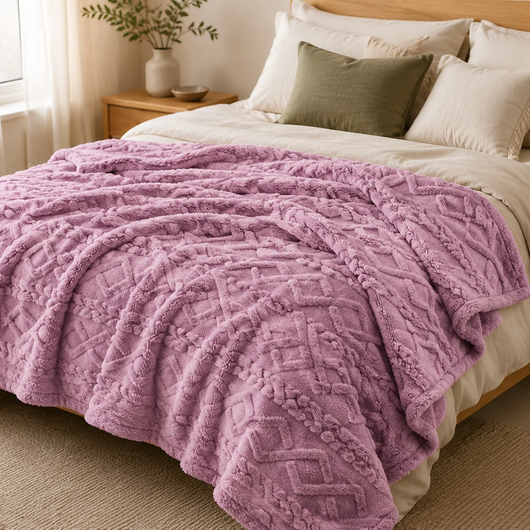 Ruched Faux Fur Throw Blanket