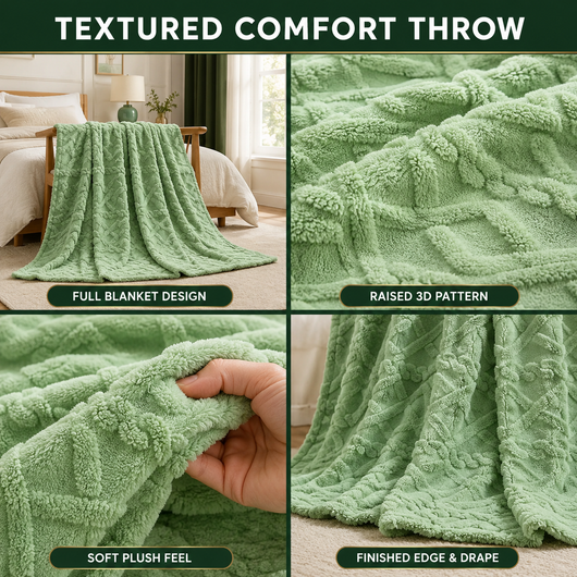 Ruched Faux Fur Throw Blanket