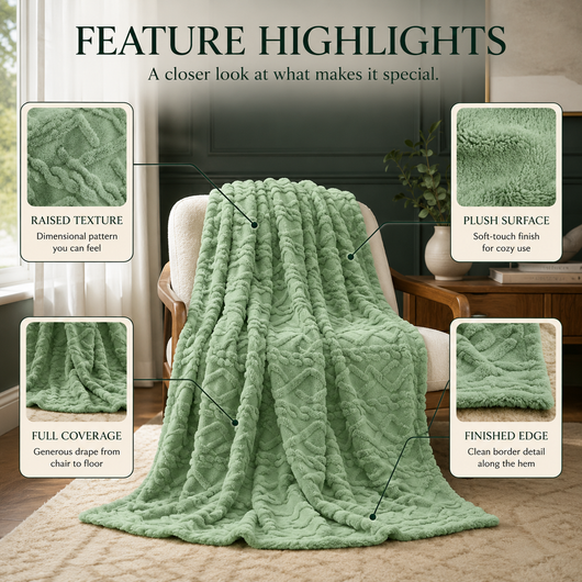 Ruched Faux Fur Throw Blanket