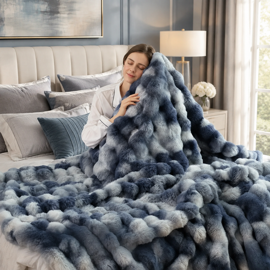 Faux Fur Reversible Throw Blanket