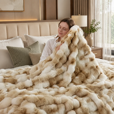 Faux Fur Reversible Throw Blanket