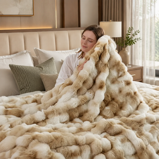 Faux Fur Reversible Throw Blanket