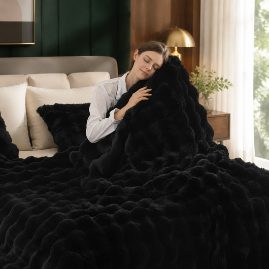 Faux Fur Reversible Throw Blanket