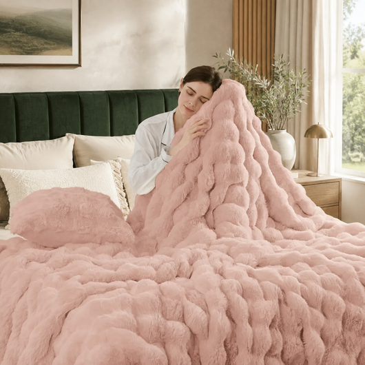 Faux Fur Reversible Throw Blanket