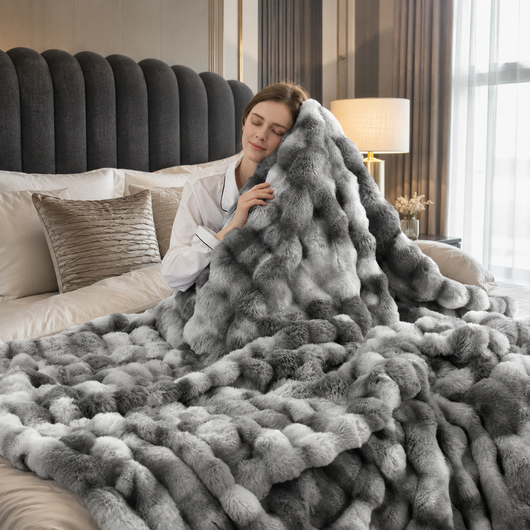 Faux Fur Reversible Throw Blanket