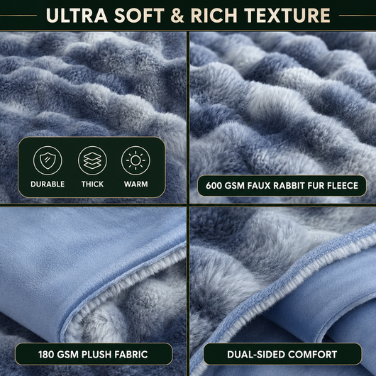 Faux Fur Reversible Throw Blanket