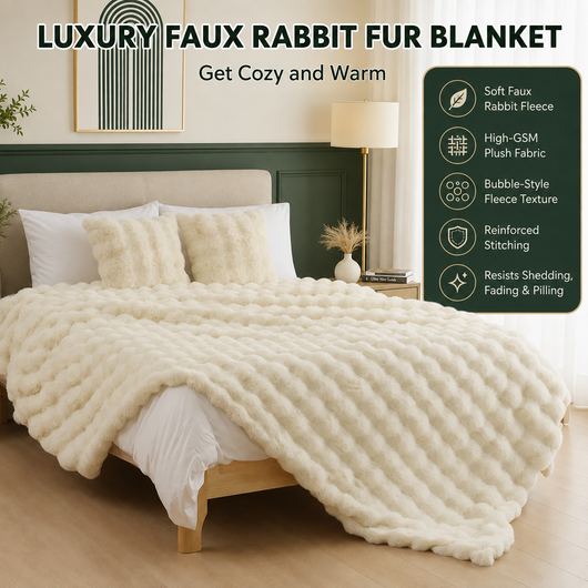 Faux Fur Reversible Throw Blanket