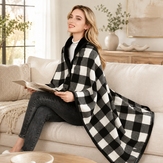 Fleece Wearable Plaid Blanket