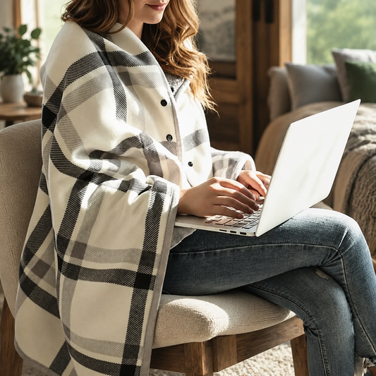 Fleece Wearable Plaid Blanket