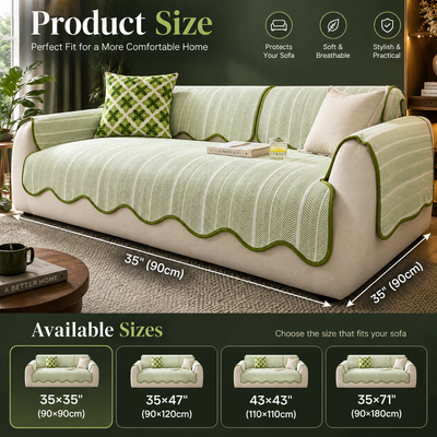 Herringbone Scallop Edge Sofa Cover