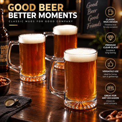 Engraved Glass Beer Mugs