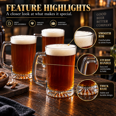 Engraved Glass Beer Mugs