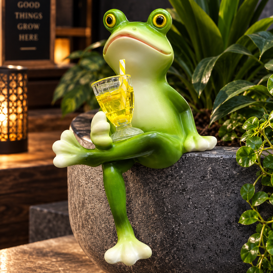 Frog Plant Pot Figurine