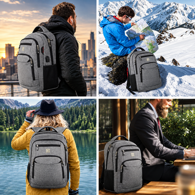 Slim Anti-Theft Laptop Backpack with USB Charging Port
