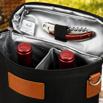 Insulated Dual Wine Bottle Carrier Tote