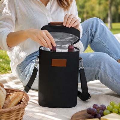 Insulated Dual Wine Bottle Carrier Tote