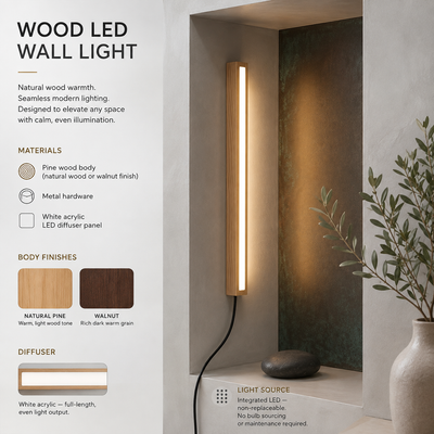 Beam Wood Linear LED Wall Light