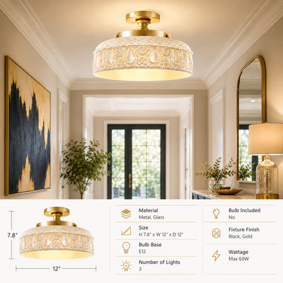 Modern Textured Glass Disc Ceiling Light