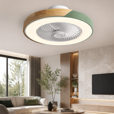 Wood Accent Flush Mount Ceiling Fan