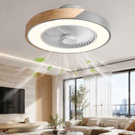 Wood Accent Flush Mount Ceiling Fan