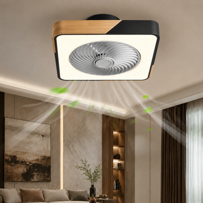 Wood Accent Flush Mount Ceiling Fan