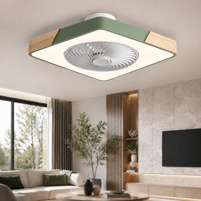 Wood Accent Flush Mount Ceiling Fan